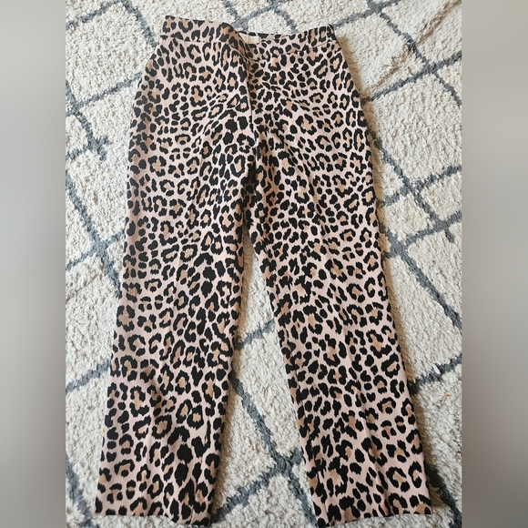 Kate Spade Straight Leg Ankle Length Animal Print Pant With Side Zip Size 8 - Picture 1 of 7